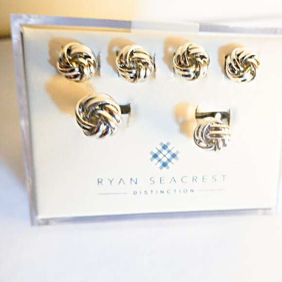 Silver Cufflinks & Studs French Knot - Picture 1 of 1